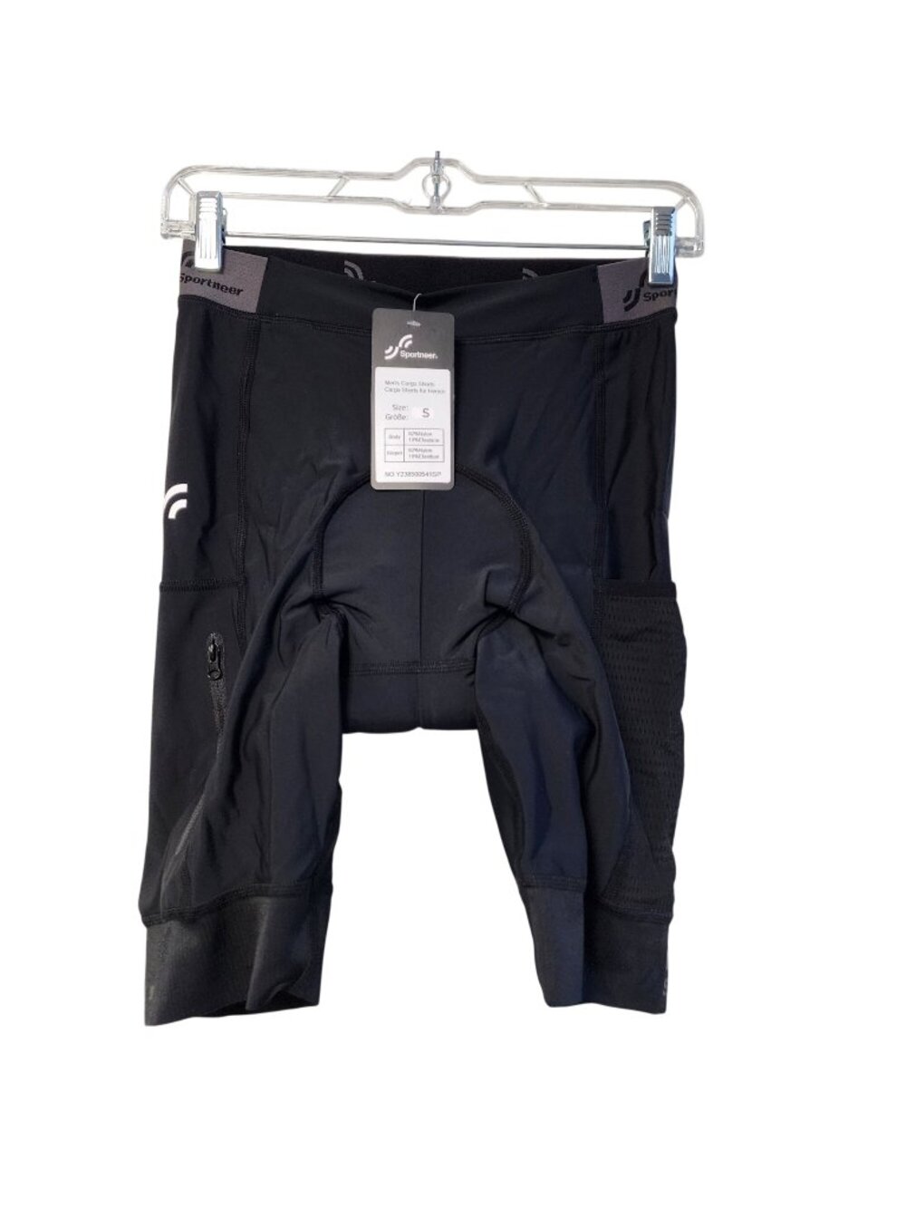 Sportneer Mens Padded Cycling Cargo Shorts Black Size S Nylon-Blend